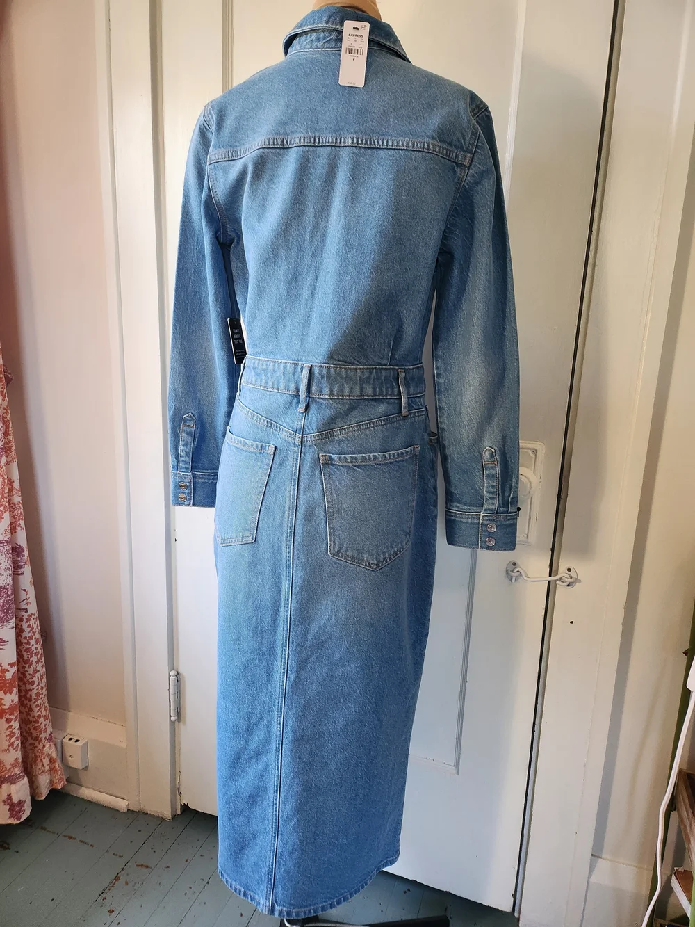 Express NWT Denim Button Long Sleeve Dress - Picture 6 of 13